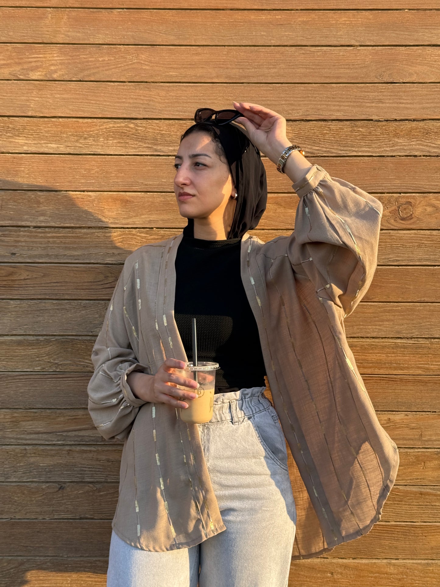 Midnight-sand Glow Linen Kimono