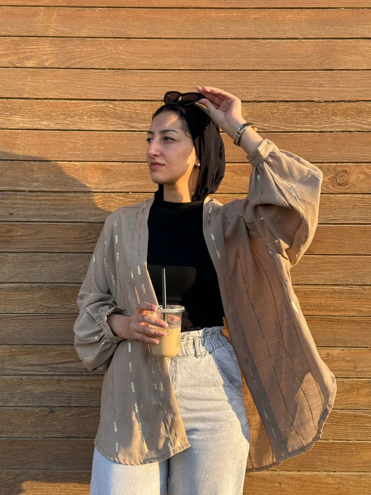 Midnight-sand Glow Linen Kimono
