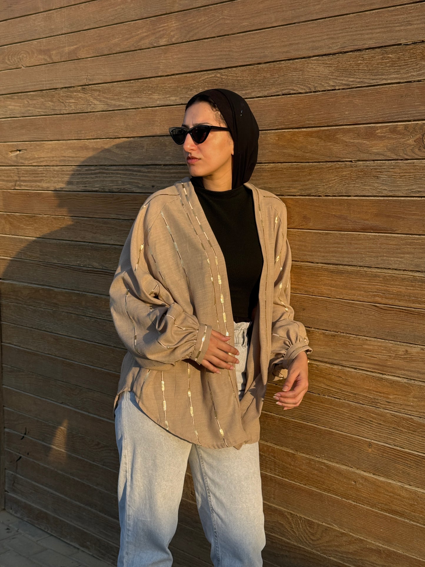 Midnight-sand Glow Linen Kimono