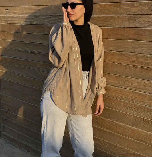 Midnight-sand Glow Linen Kimono