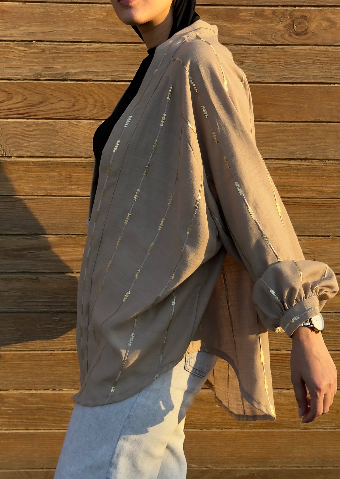 Midnight-sand Glow Linen Kimono