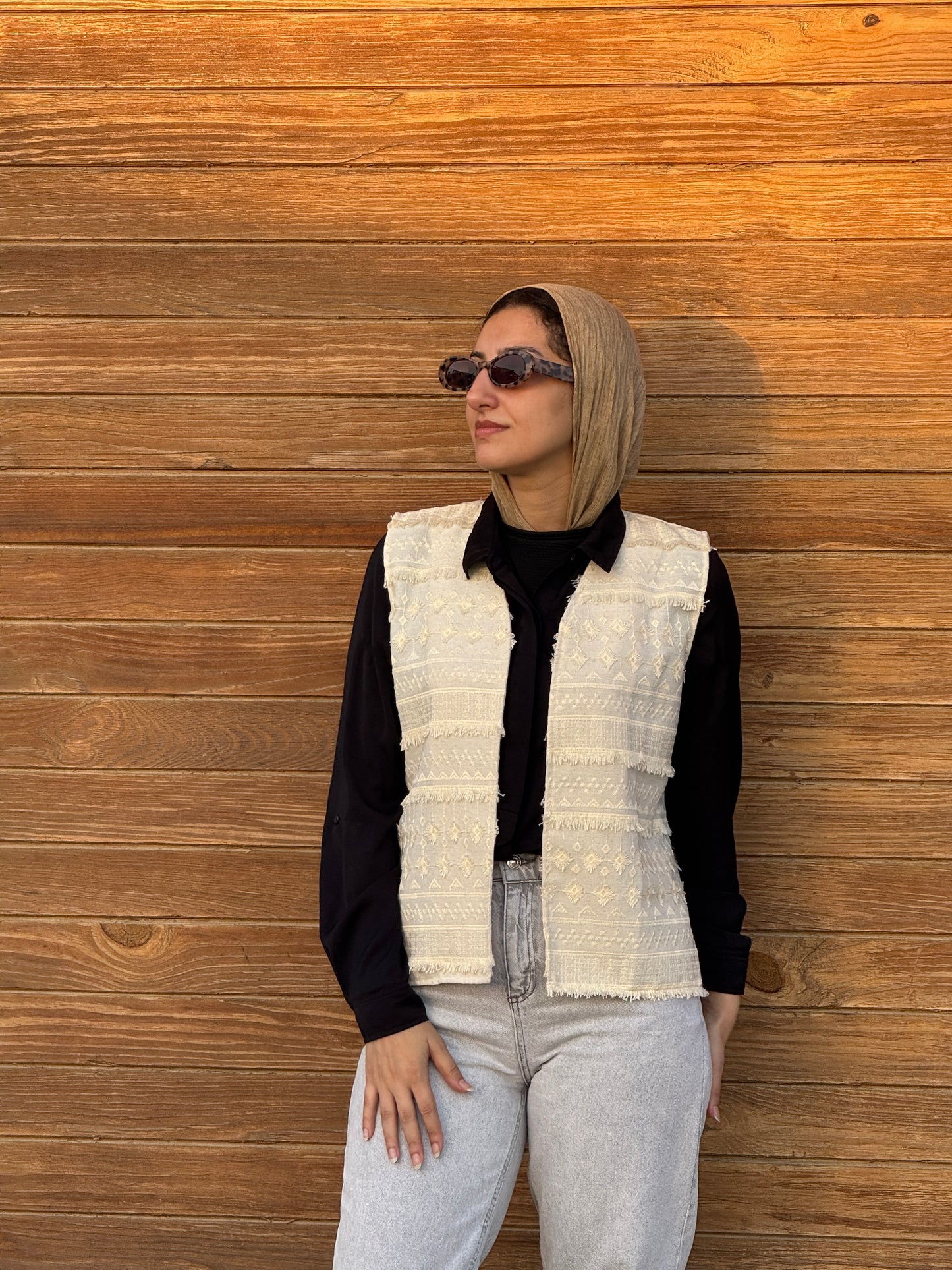 Embroidered Linen Vest