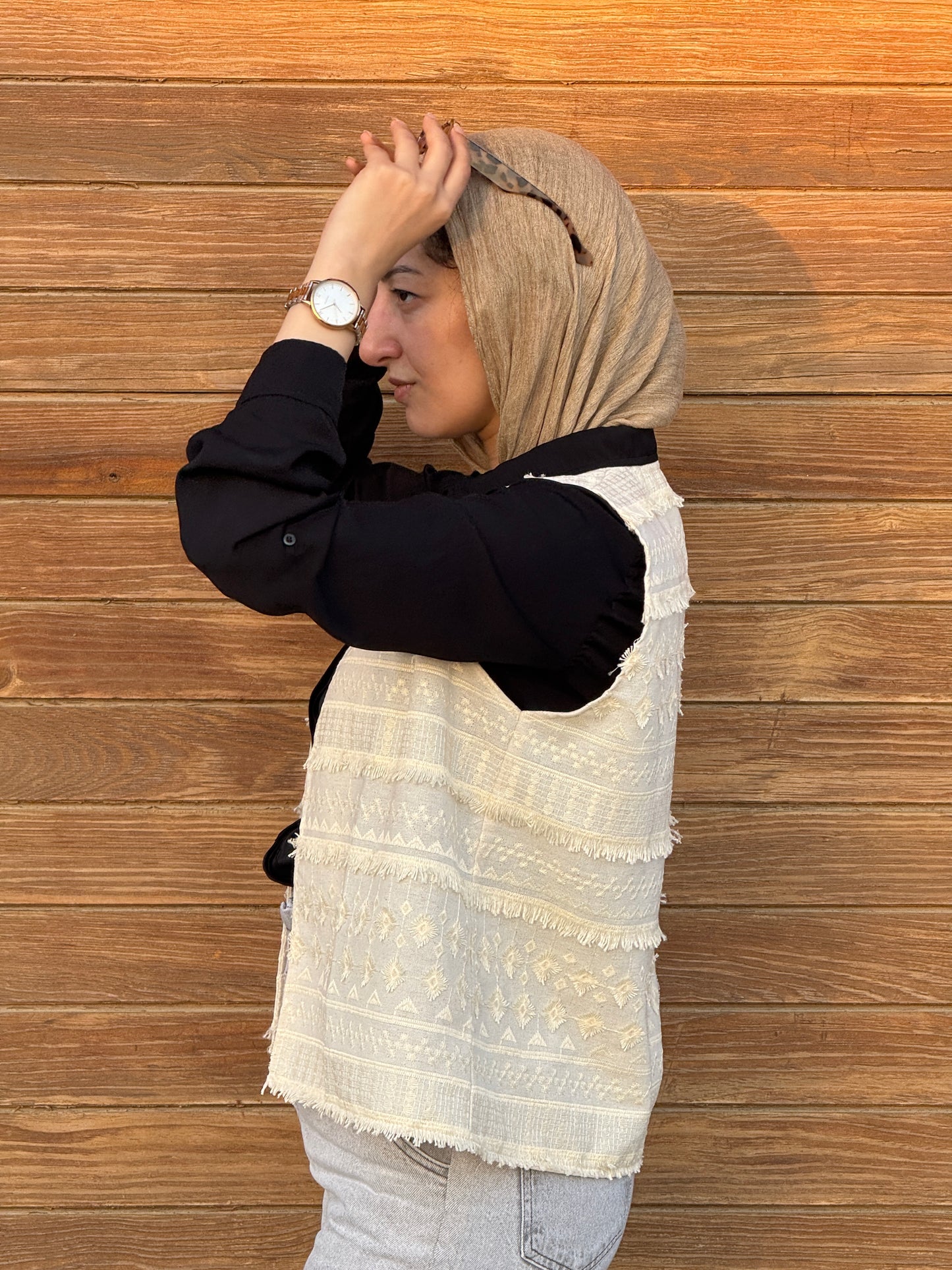 Embroidered Linen Vest