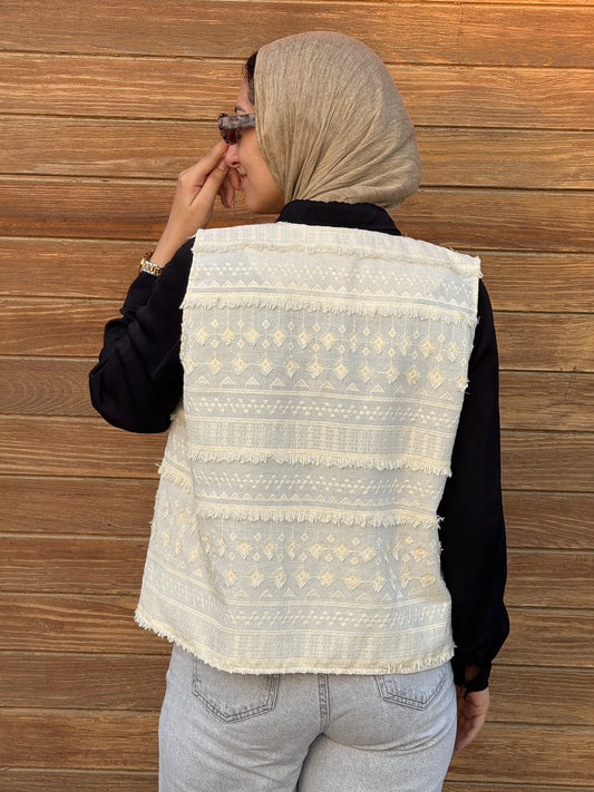 Embroidered Linen Vest