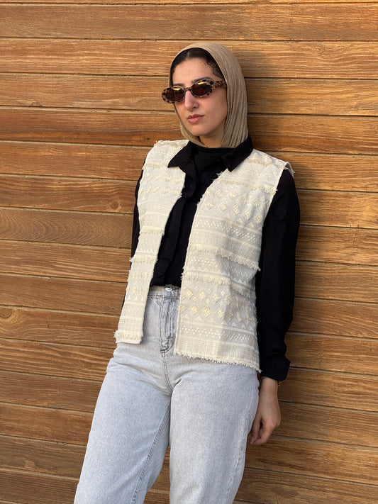 Embroidered Linen Vest
