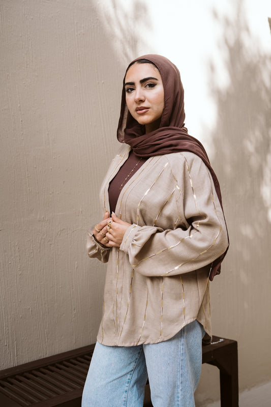 Midnight-sand Glow Linen Kimono