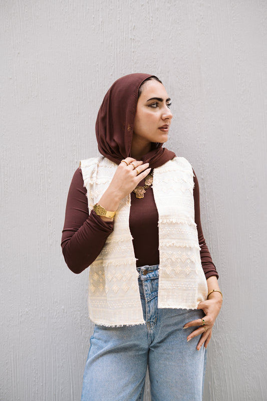 Embroidered Linen Vest