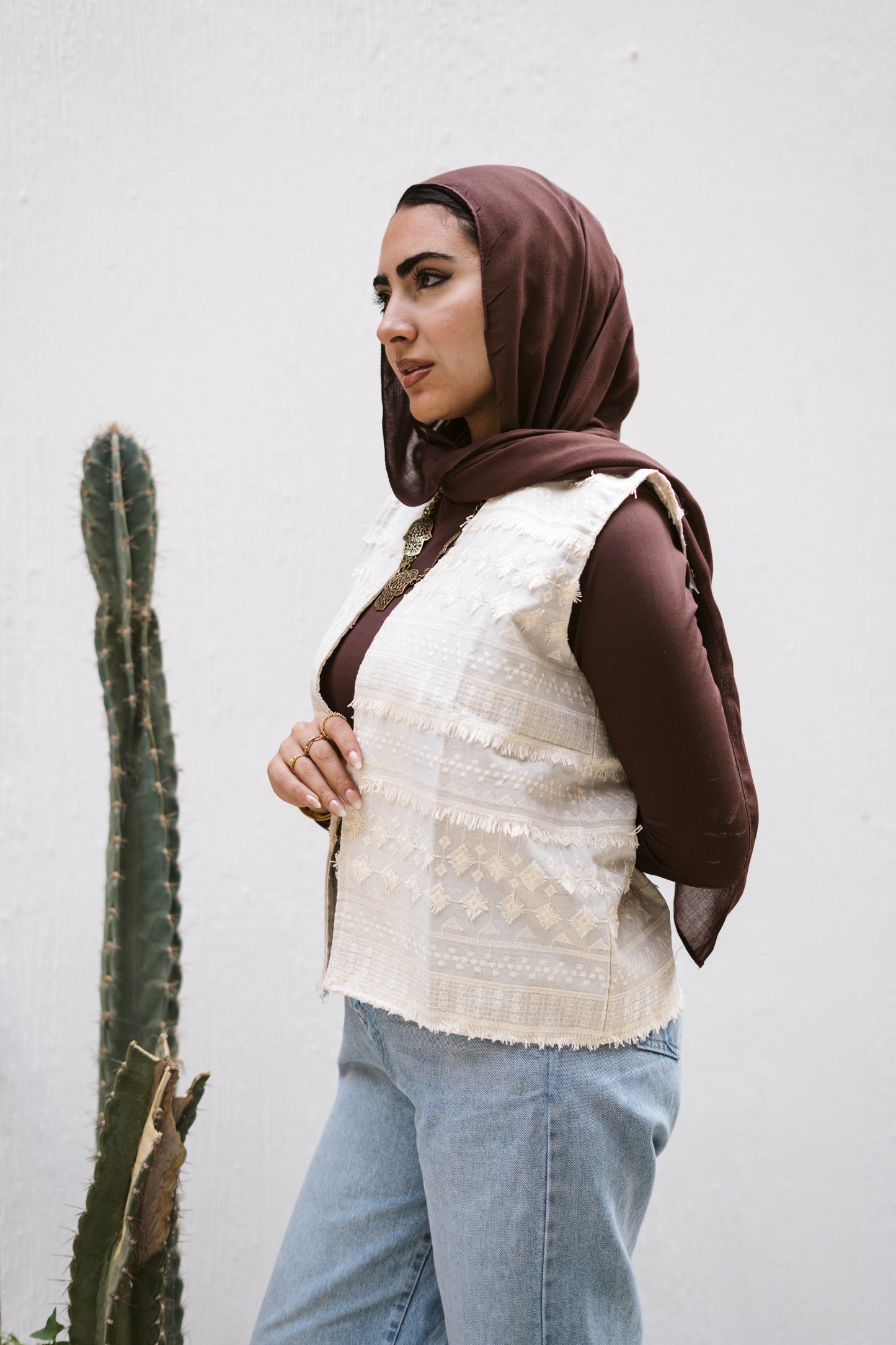 Embroidered Linen Vest