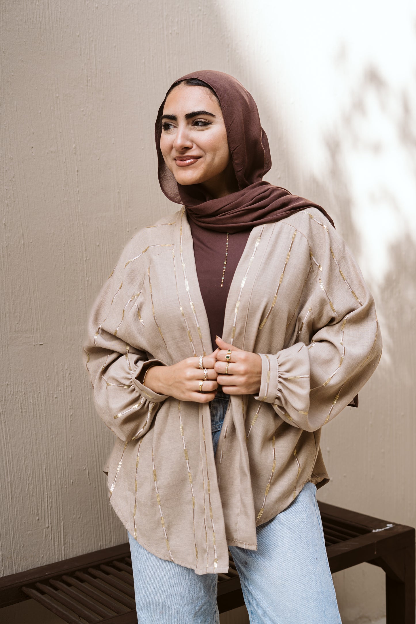 Midnight-sand Glow Linen Kimono