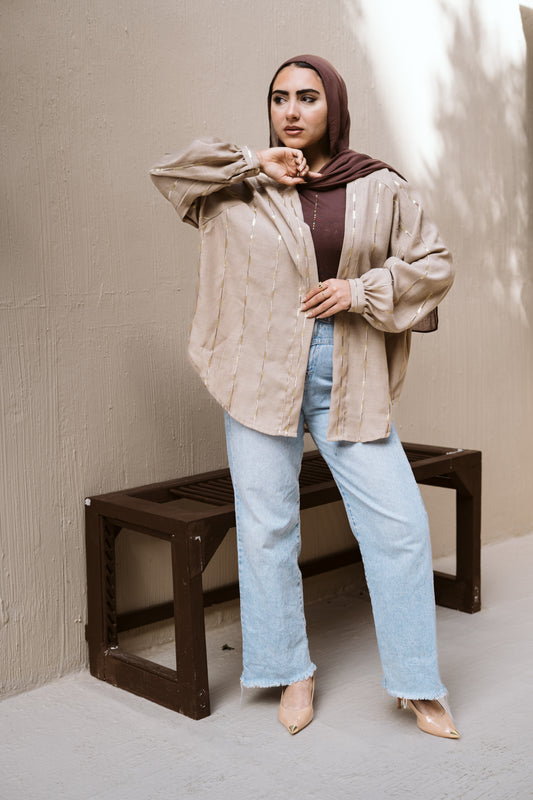 Midnight-sand Glow Linen Kimono