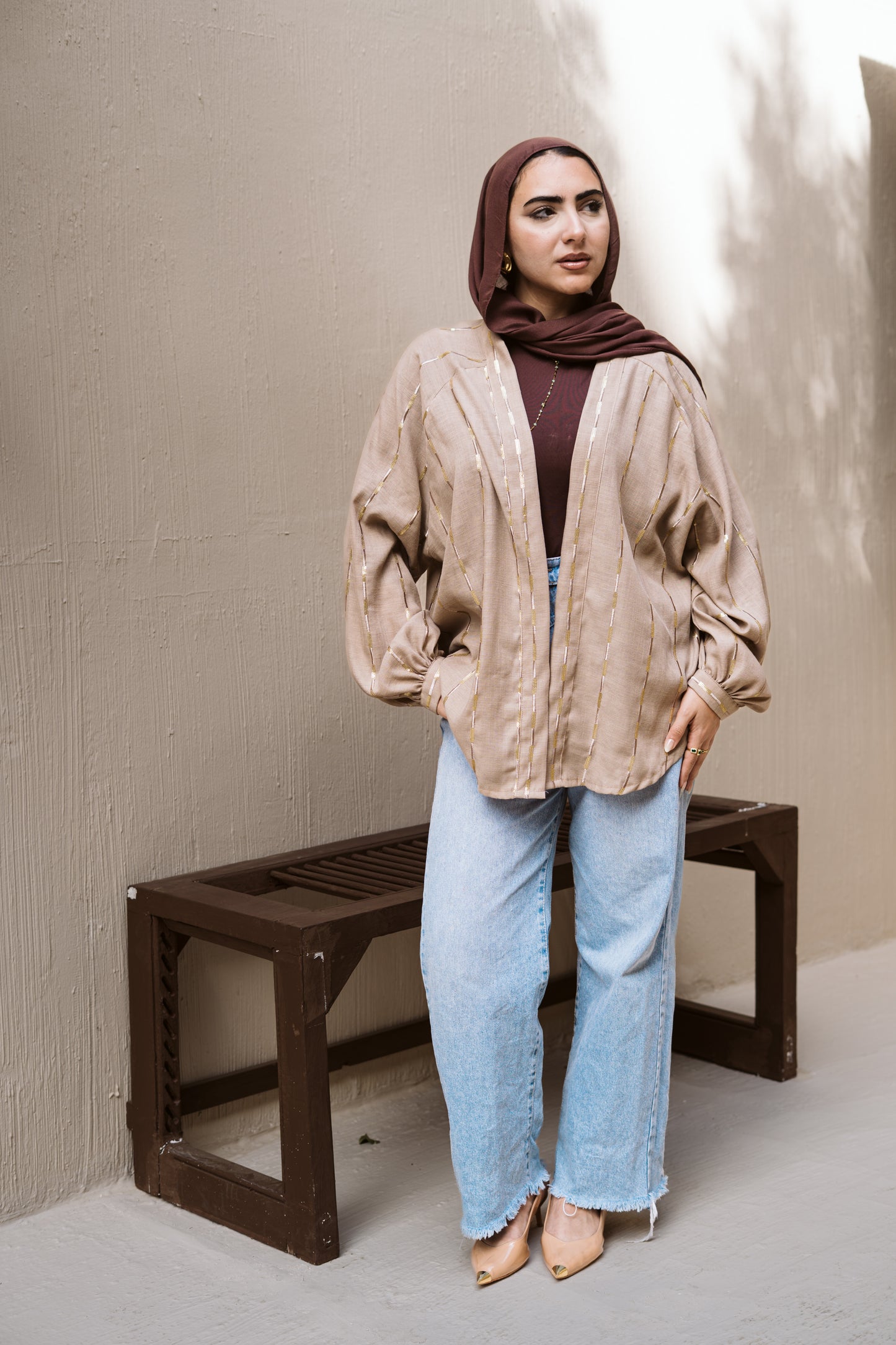 Midnight-sand Glow Linen Kimono