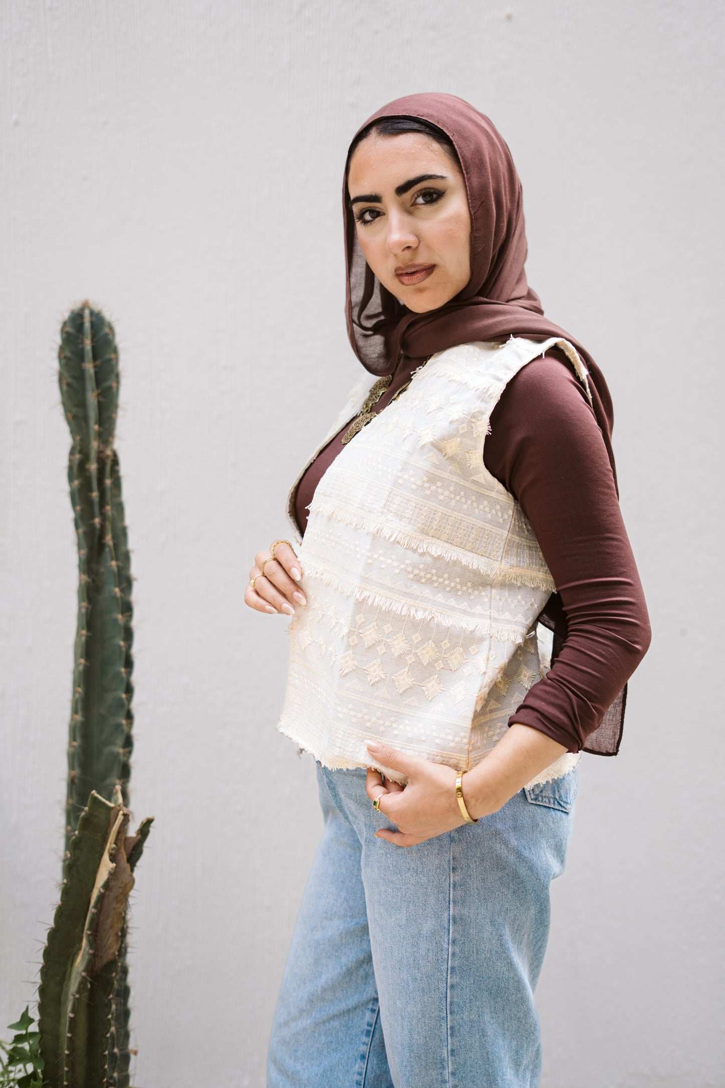Embroidered Linen Vest