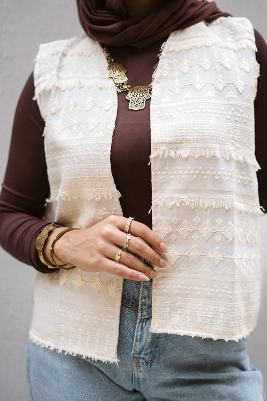 Embroidered Linen Vest